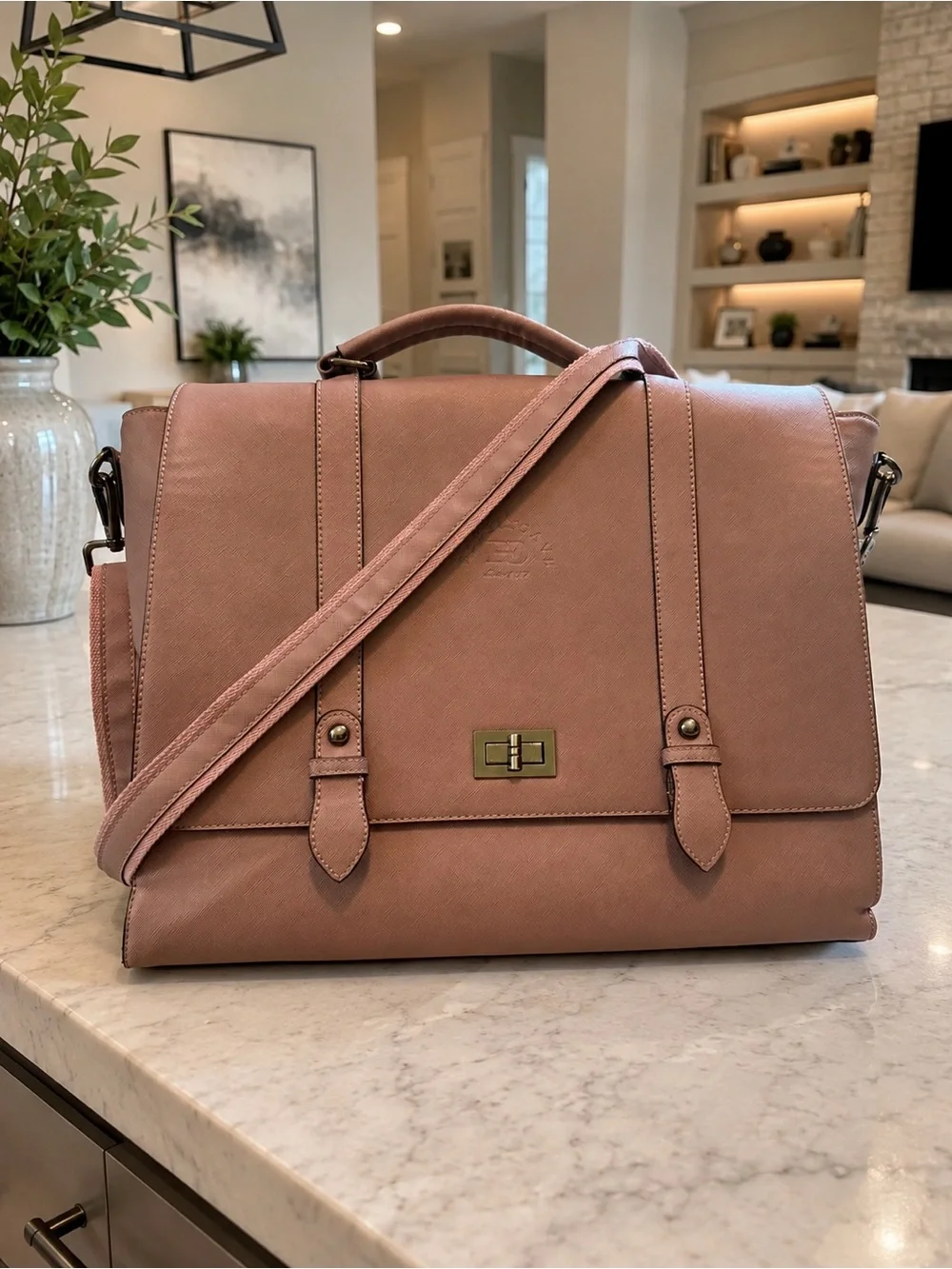 EaseGave Laptop Tote Briefcase Work Bag Blush Pink Excellent Condition
